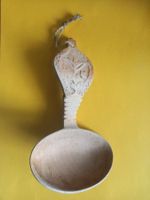 Cuillère à crème en bois sculpté - Feuillages