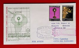 KOLUMBIEN FLUGPOST PAPST PAUL FLUG BOGOTA VATIKAN ROM 1968