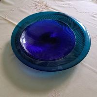 traumhaftschöne massive Schale/Platte aus Glas blau/grün