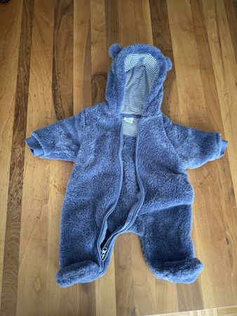 Baby Overall Next Teddyblau mit Kapuze  Grösse 56