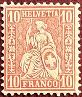 1881 - 10 Rp. Helvetia Briefmarke