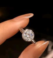Bague argent avec diamant de moissanite de 3 ct certifié GRA