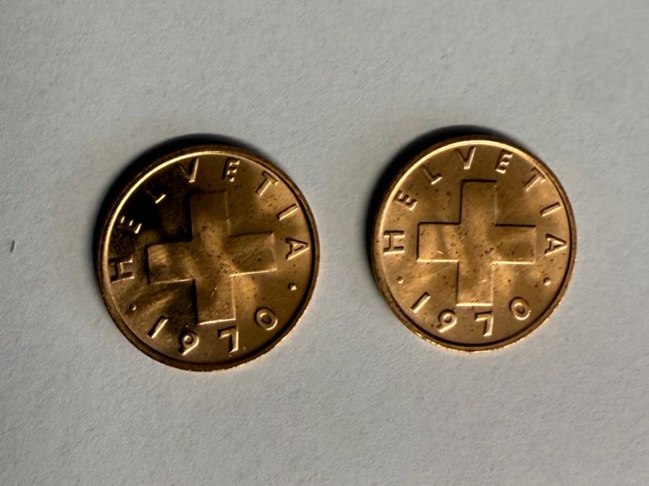 Tutti le monete: 2 x 2 Rappen 1970 – Usato da Saas-Fee venduto da edy_z6q9