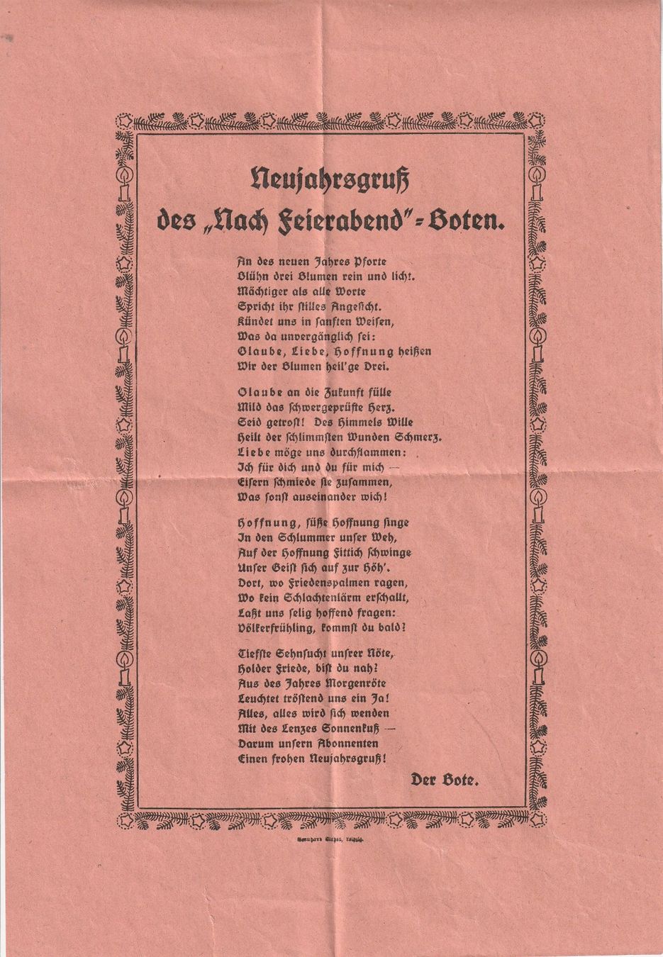 Cartoline postali: Neujahrsgruss aus dem Feierabend -Boten. – Usato da uttwil venduto da Koehlerfred