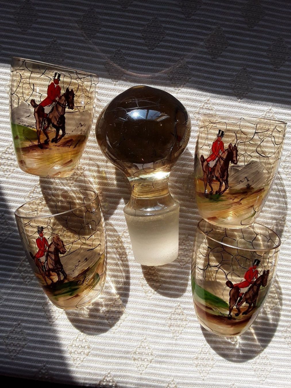 Caraffe: Schnapskaraffe ANTIK plus 4 Gläser Handmade ca 1900 – Usato da Zürich venduto da helsan 3