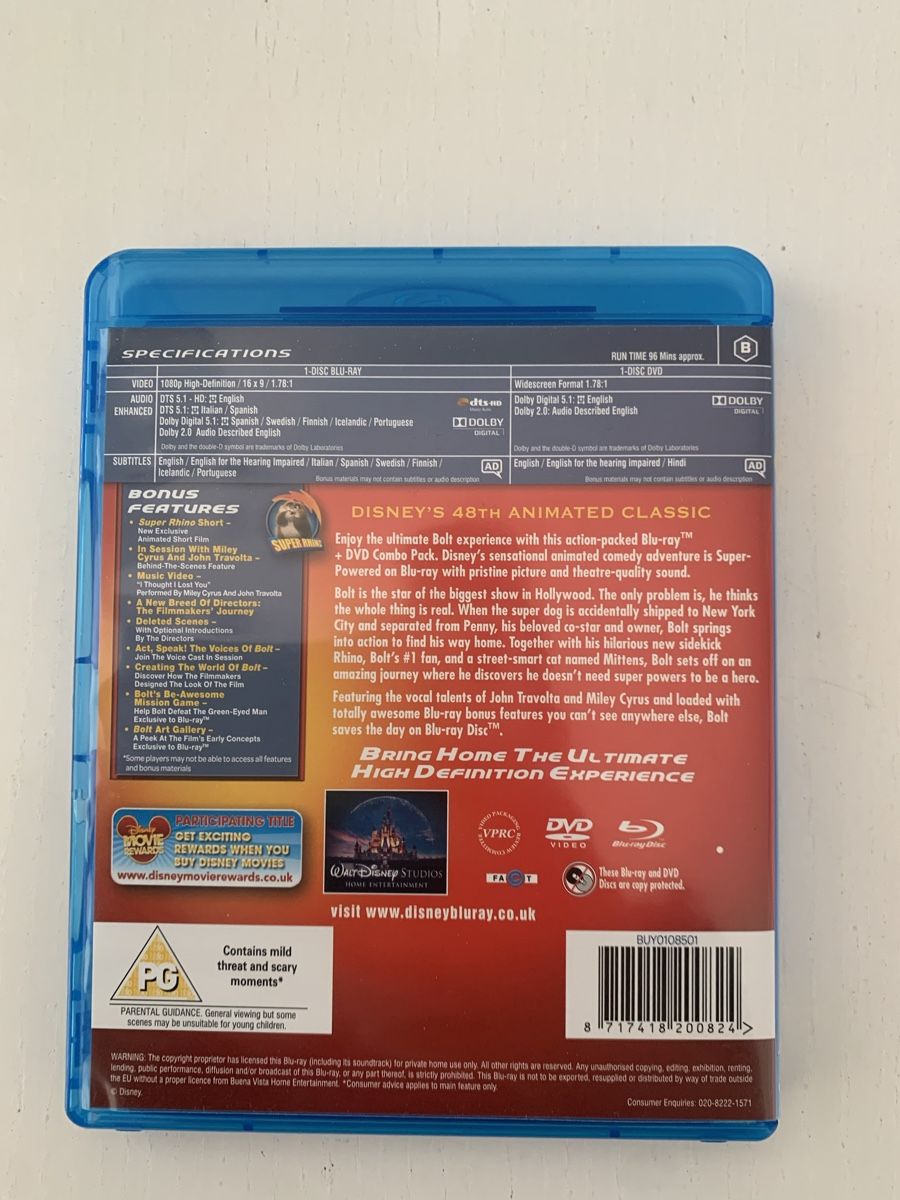 Tutti i DVDs: Bolt - Disney - Blu-ray + DVD – Usato da Zürich venduto da createdindust 1