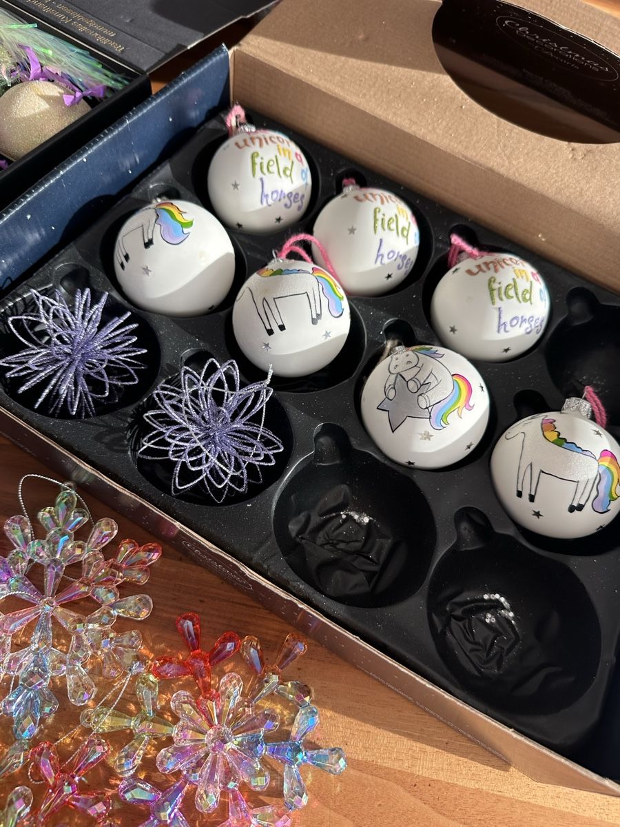 Alle Dekorationen: Weihnachtskugeln Christbaumschmuck Deko Set Einhorn Schneefl – Gebraucht aus Othmarsingen von Sunny130406 3