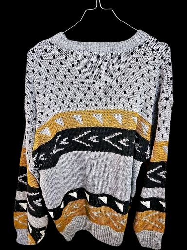 Maglioni & Felpe: Vintage PAY Riko Textil Gemusterter Pullover - Grau, Gelb – Usato da Zug venduto da vinokilo 3