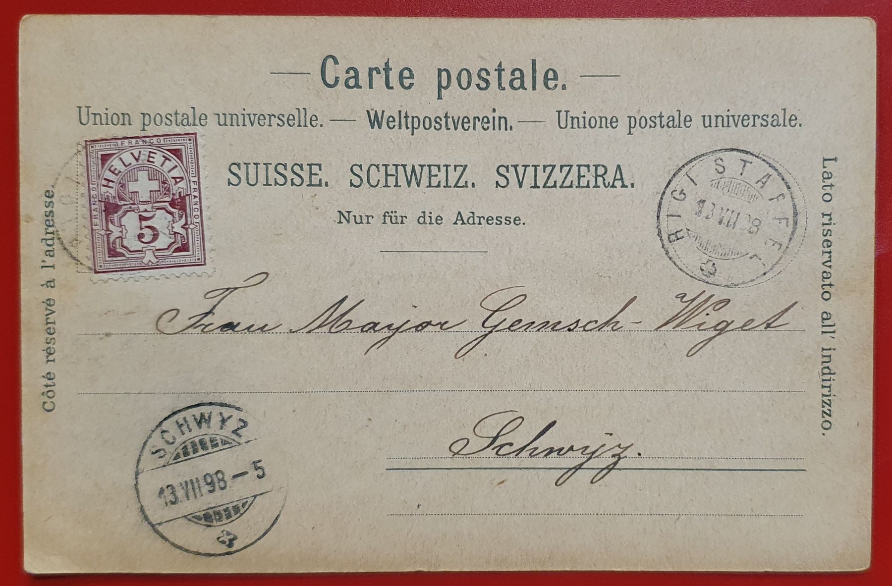 Cartoline postali: Gruss vom Rigi 1898 – Usato da Kreuzlingen venduto da Rschweiz1 1
