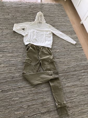 Esprit Hoodie, Gr. S, weiss & Khaki Hose, Gr. 36 - Top!