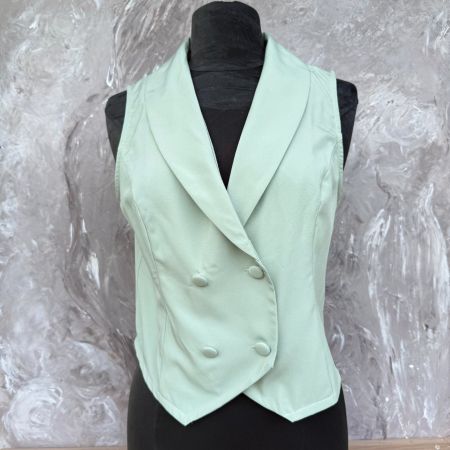 Gilet femme menthe col revers boutonnage croisé