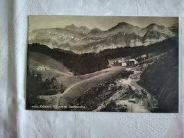 AR Kräzerli mit alter Passstrasse und Säumer mit Pferd