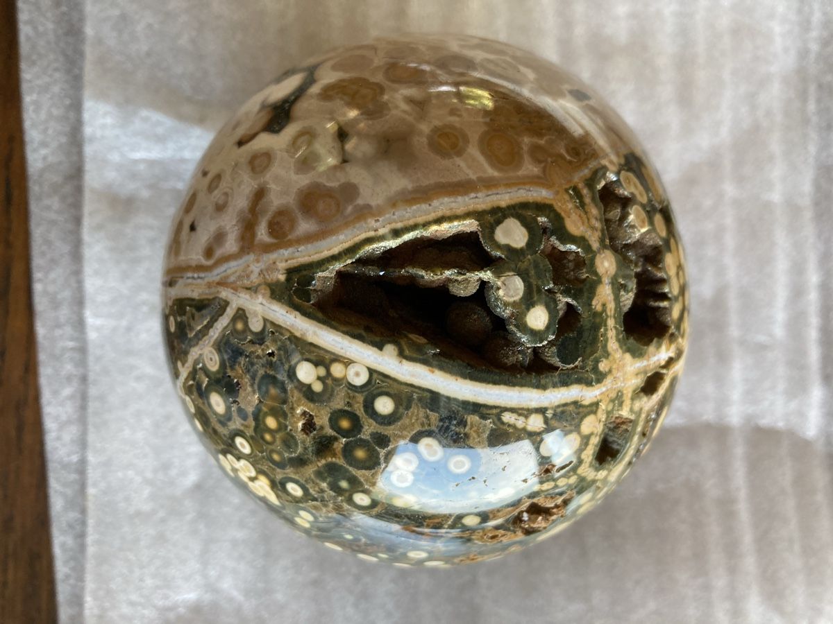 Edelsteine: Ozean Jaspis Kugel, Edelstein, Durchmesser 9 cm. – Gebraucht aus Sornard - Nendaz von Mapere 2
