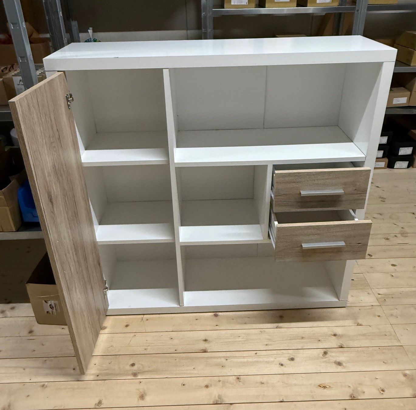 Scaffali: Möbelset zweiteilig - weiss mit Holzoptik – Usato da Leimbach AG venduto da SheAmelie 3