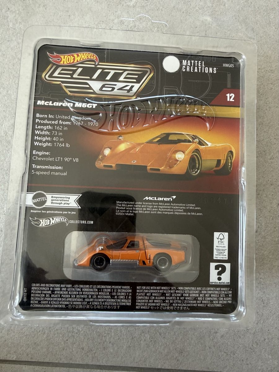 Hot Wheels Modellini d'auto: Hot Wheels - Elite 64 McLaren M6GT  – Nuovo e nell'imballaggio originale da Yvorne venduto da AutoCollectionneur 1