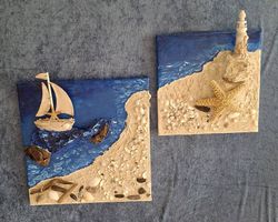 2 maritime Bilder auf Leinwand in 3D
