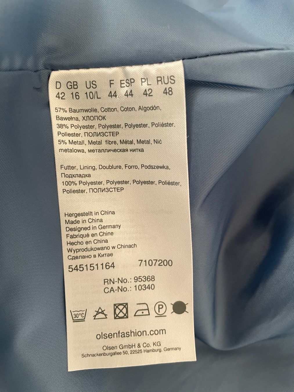 Mäntel: OLSEN hellblauer Mantel Gr. 42 – Gebraucht aus Unterentfelden von mar_kg6w 8