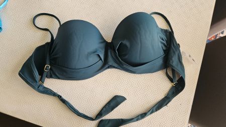 Parte superiore bikini verde/oro Valeria Beach Bum