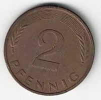 2 Pfennig Münze - Prägezeichen "G" Karlsruhe - BRD 1987