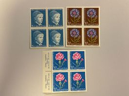 1963 Blumenbilder 4er Block, ZNr. 200, 203 , 204, postfrisch