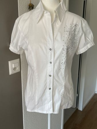 Bluse weiss mit Strasssteinen von X - Factory Gr. FR42/D40