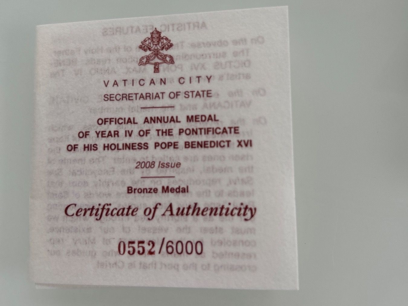 Medaglie: Medaille Benedetto XVI – Nuovo e nell'imballaggio originale da Appenzell venduto da ErMaBaGm 4