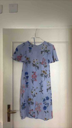 Kleid hellblau Blumenmuster Kurzarm Grösse S