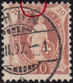 Alle Briefmarken: 88A.2. Pf. farbloser Fleck in der Mitte oben – Gebraucht aus Spreitenbach von Lienbi01