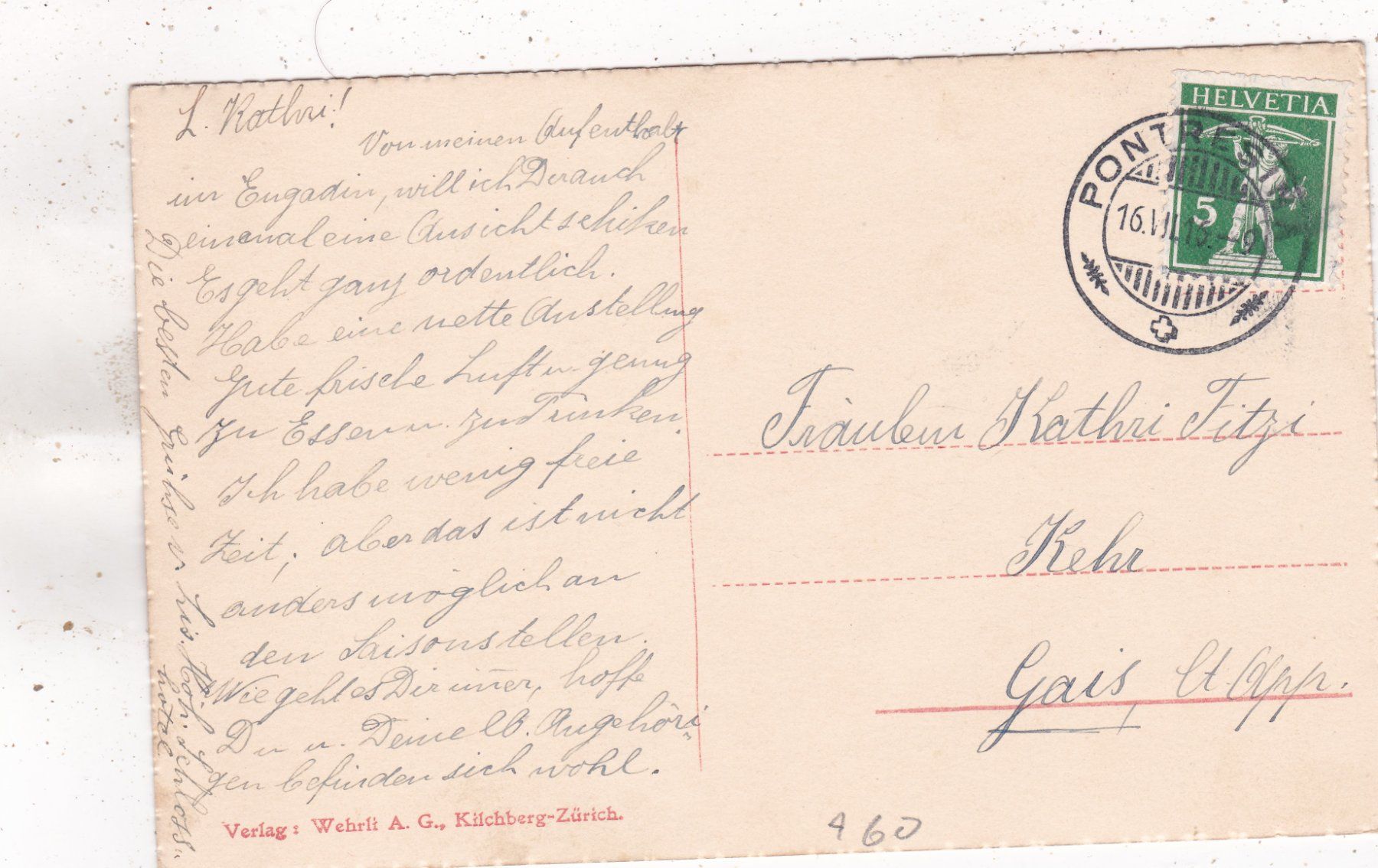 Cartoline postali: Pontresina Schlosshotel 1916 – Usato da Herisau venduto da Lisegrat2008 1