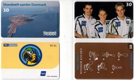 4 seltene Motiv Telefonkarten aus Dänemark