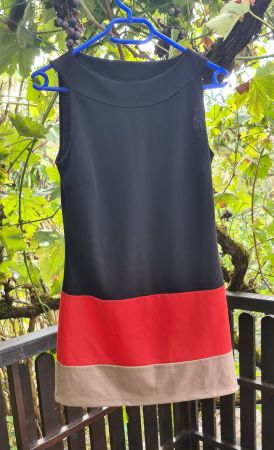 Kleid ärmellos schwarz rot beige Marke St. Oliver Gr. 34