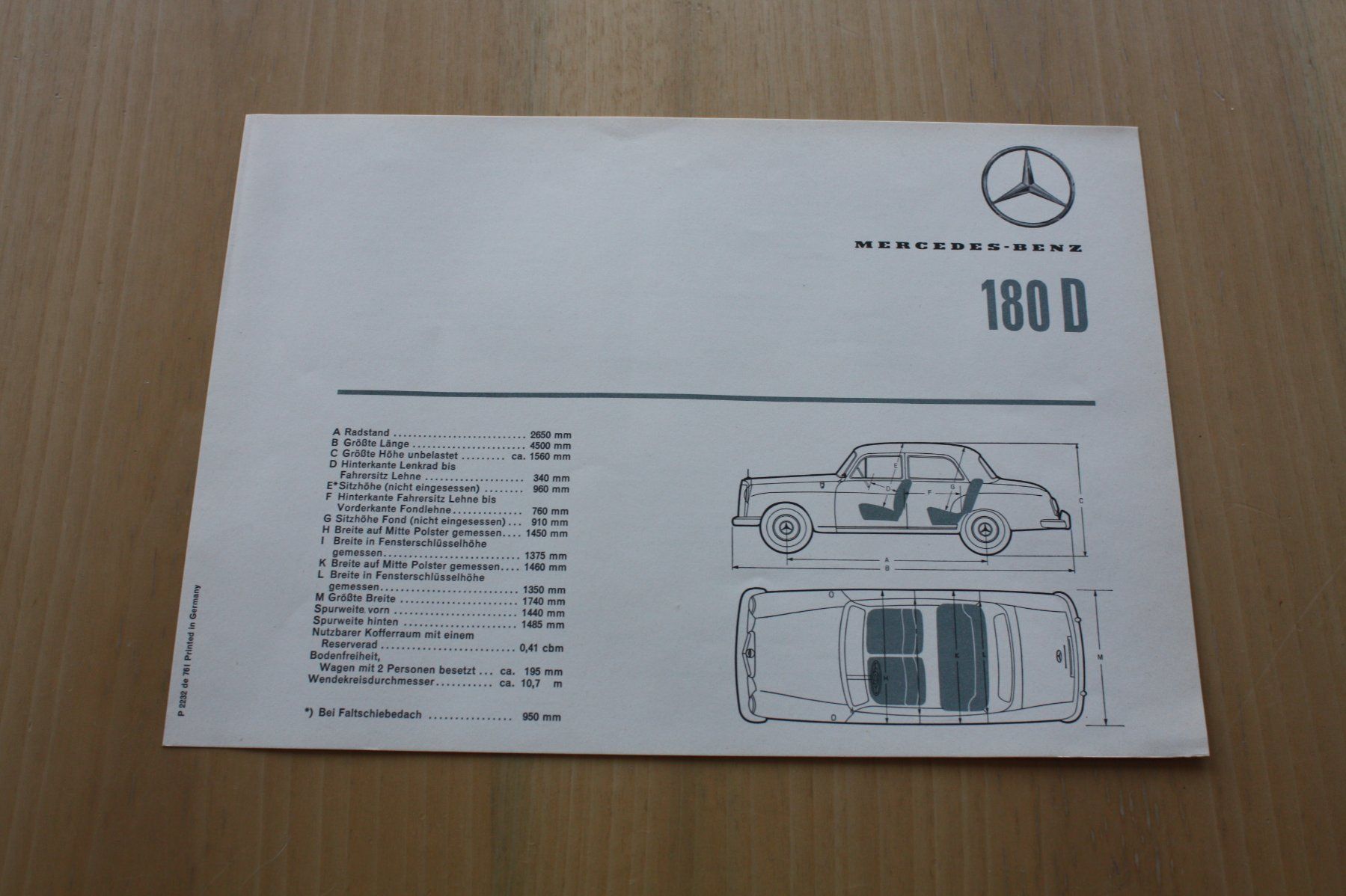 Mercedes-Benz Documenti: Mercedes 180 D Prospekt 1961 – Usato da Wikon venduto da erwin400 4