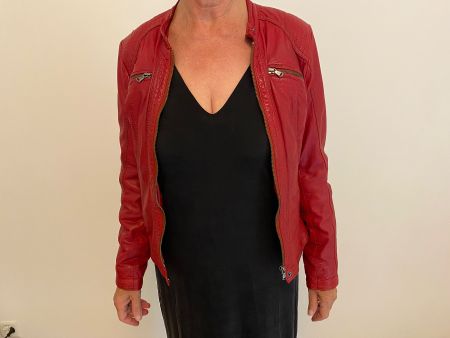 Damen Lederjacke bordeauxrot, absolut neuwertig