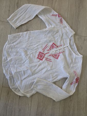 Bluse weiss Grösse 140 Stickerei Baumwolle Mädchen