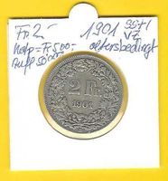 1901 unseres Erachtens vz+Fr. 2.-/Ag 0.835/10gr/8,35g fein