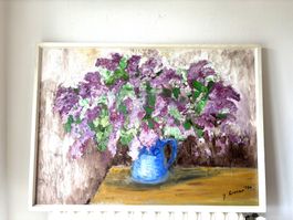 Paradisische Exsplosion Moderne  Oel Bild  Signiert F.Looser