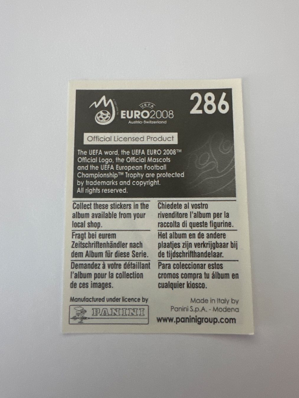 Panini Carte collezionabili: Panini UEFA EM 2008 Sticker - Nr. 286 Gianluigi Buffon – Usato da Sulz AG venduto da DealWerk 1