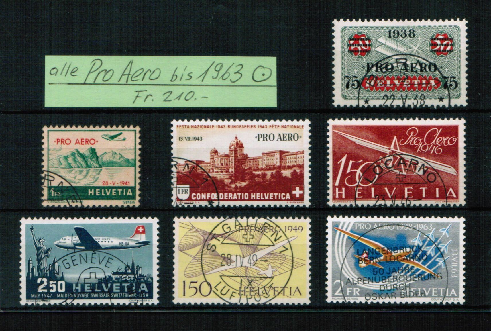 Alle Briefmarken: 7 Pro Aero bis 1963 - gestempelt – Gebraucht aus Bern von peri02