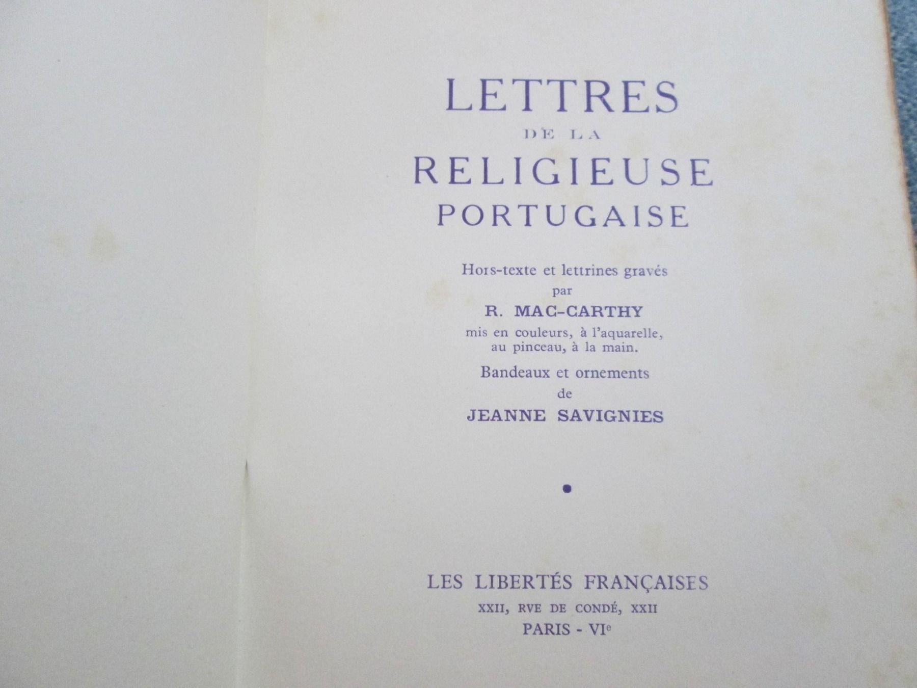 Bücher: Lettres de la religieuse portugaise – Gebraucht aus Neuchâtel von Dualseele 2