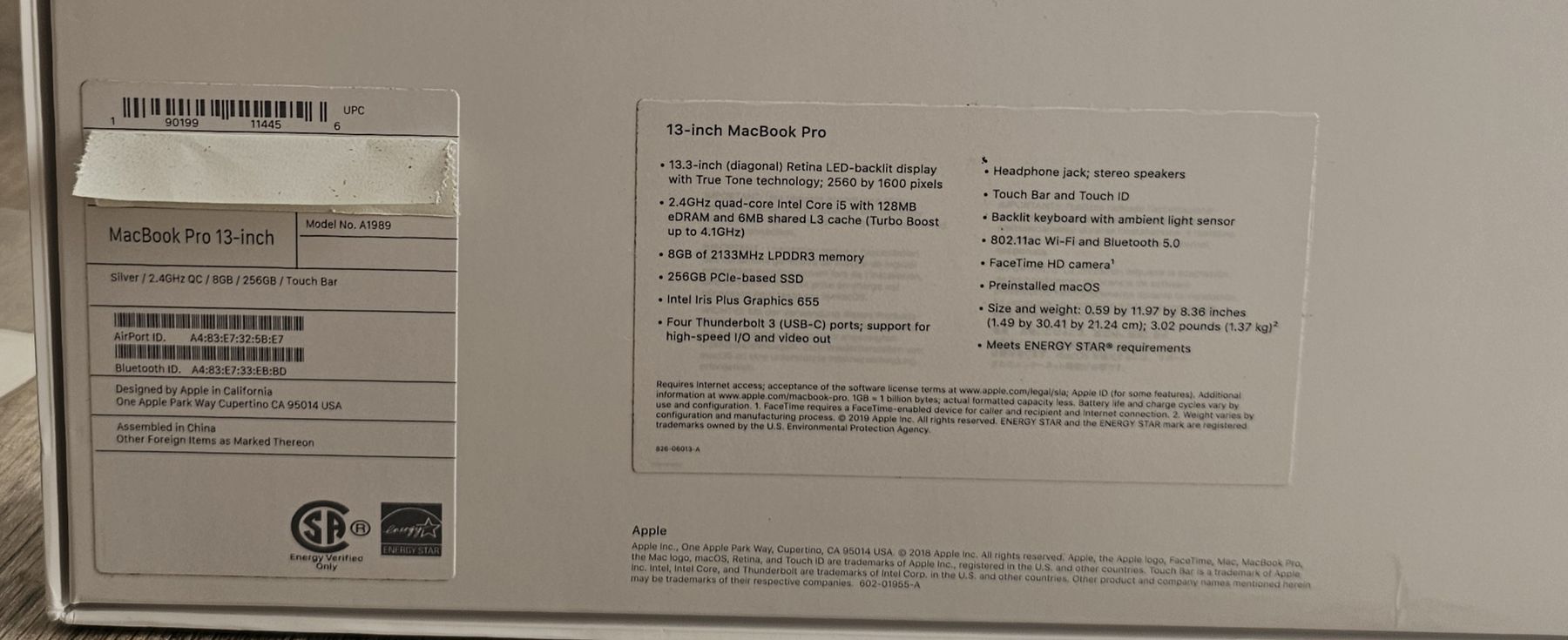 Cartons: Karton / Verpackung Apple MacBook Pro 13  – Neuf (Voir description) à Fislisbach par tma_h6fr 4