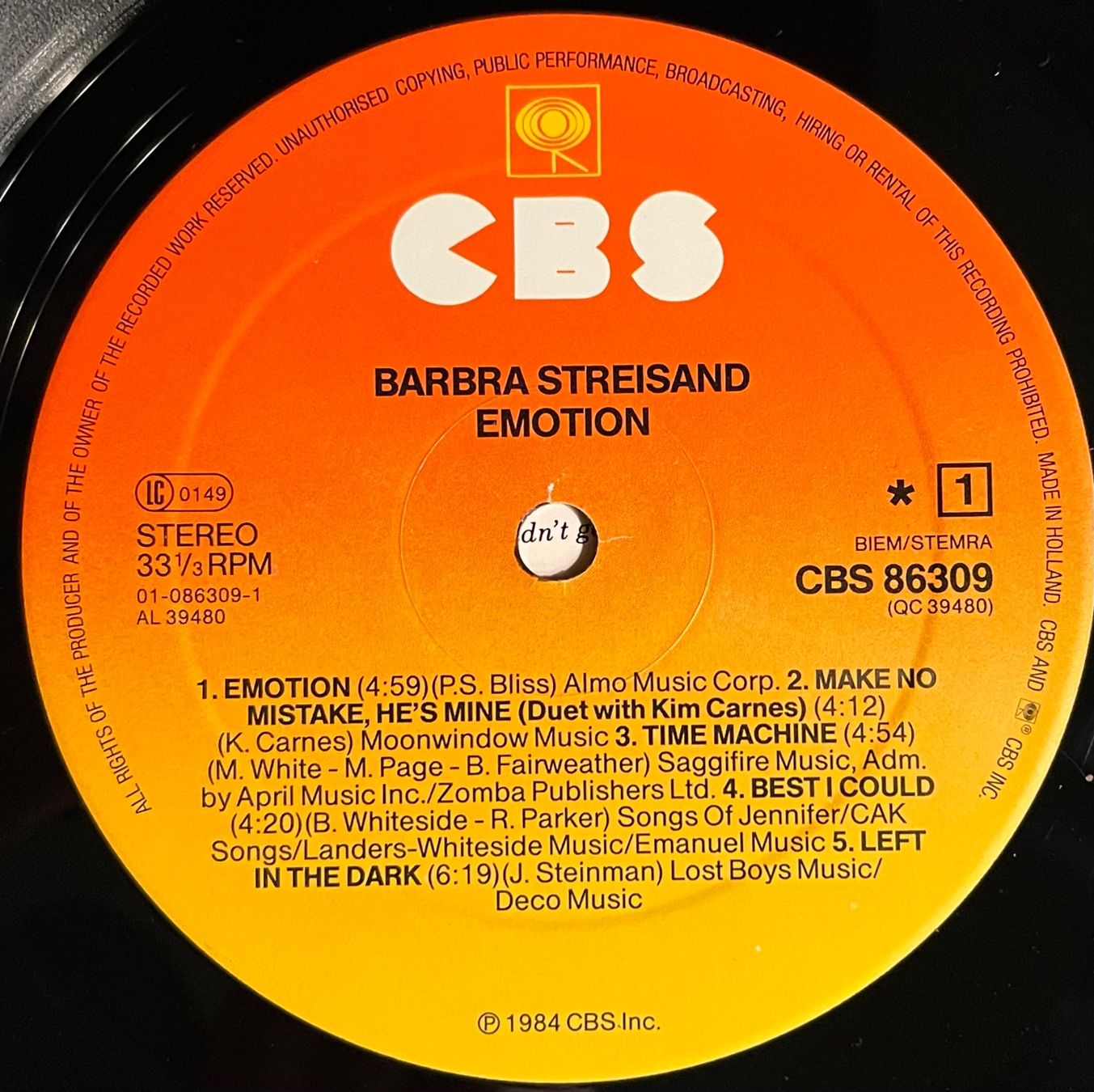 Dischi in vinile: BARBRA STREISAND - EMOTION - 33 Tours – Usato da Bussigny venduto da vinyl-pas-cher 2