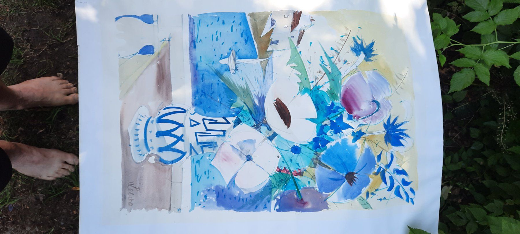 Gemälde: Levied Blumen mit Vase Aquarell – Gebraucht aus Herisau von Wisen 7