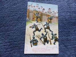 Militär-Humor,Künstl.,1908,Frauen-Tracht,Würste,Hindernis