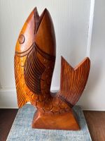 Vintage Holzfisch Deko-Objekt, Handarbeit