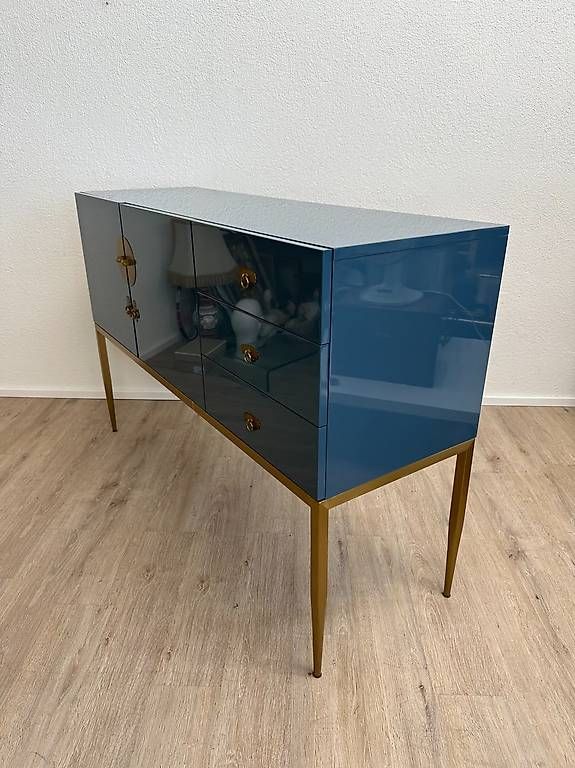 Cassettiere: Hochglanz Sideboard in Blau mit Goldgestell – Usato da Obernau venduto da Arche_Noah_Brocki 8