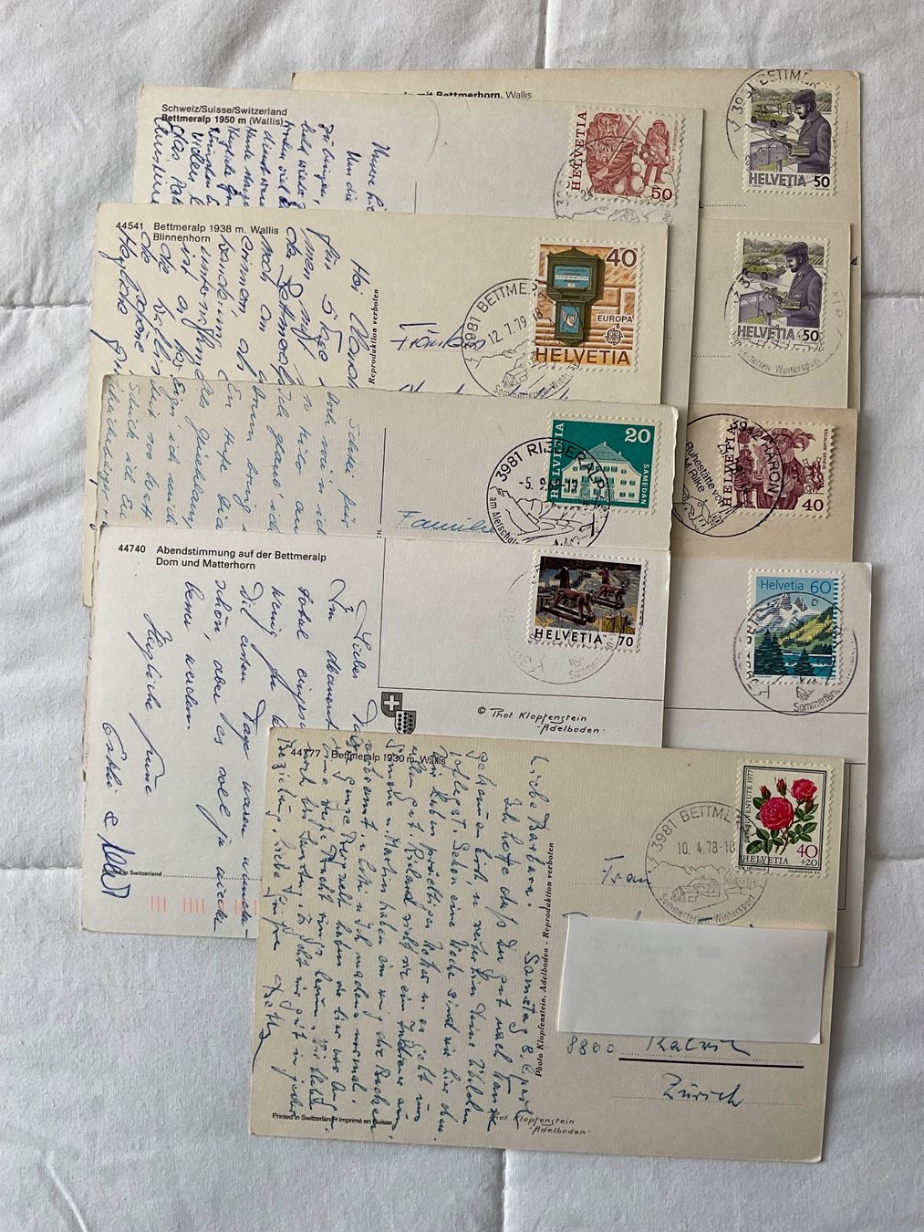 Cartoline postali: 9 AK Bettmeralp VS – Usato da Zürich venduto da Tolima194 7