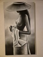 Erotische Frau auf Canvas gemahlt mit Holzrahmen