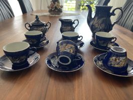 Kaffeegeschirr Service Kobalt blau made in Japan 