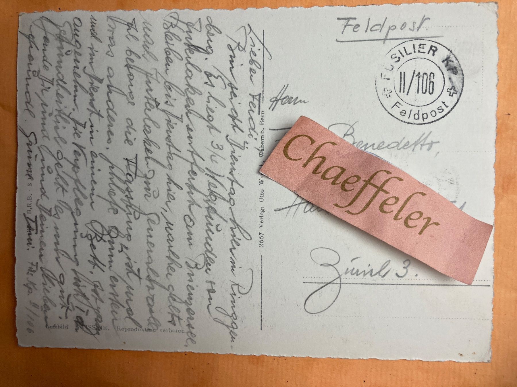 Ansichtskarten: Flugaufnahme Riggenberg - Interlaken – Gebraucht aus Zürich von Chaeffeler 1