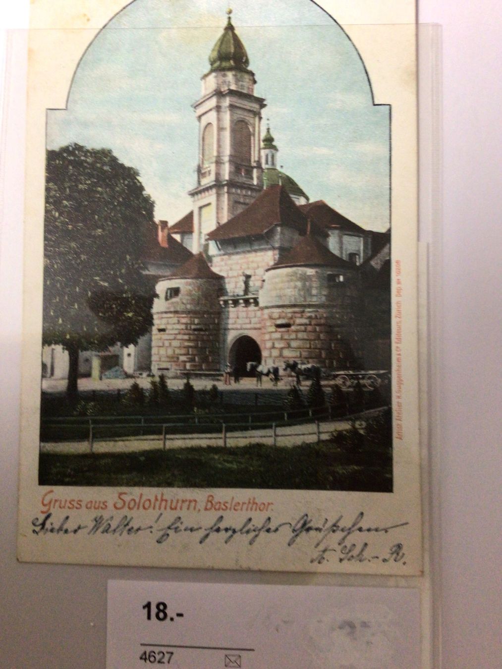 Cartoline postali: Ansichtskarte Gruss aus Solothurn Baselstor 1902 mit Stempel – Usato da Lohn-Ammannsegg venduto da stefanluter